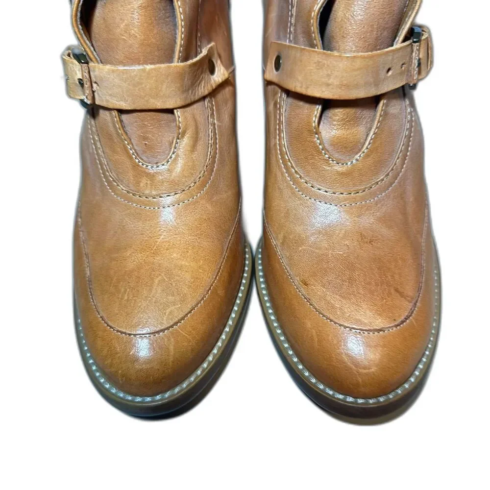 J. Crew Heeled Construction Buckled Bootie 8.5